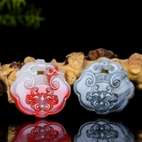 natural color jade safe lock pendant necklace chinese carved fashion charm jewelry jadeite accessories amulet gift for women men