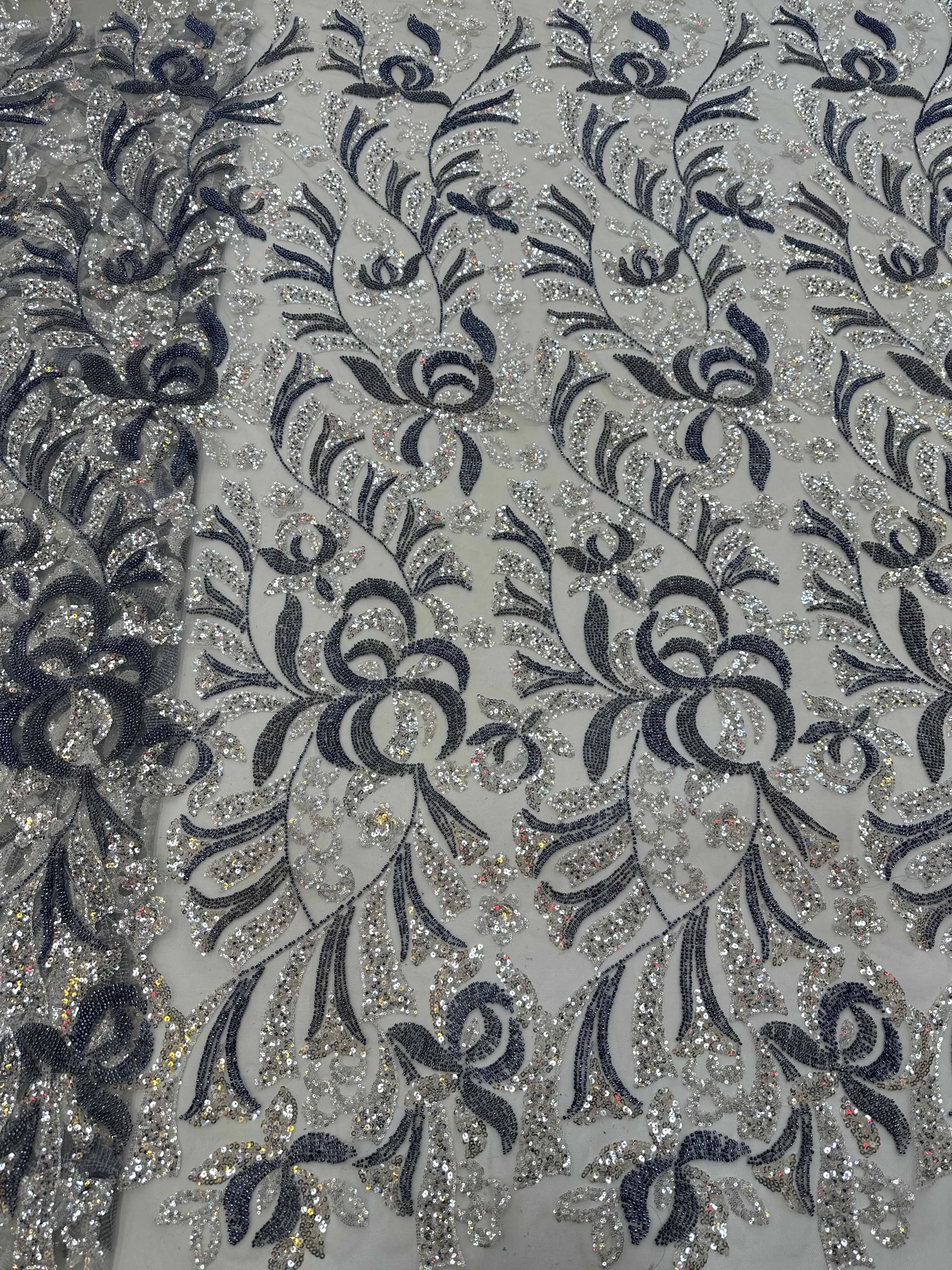 

Gold Sequins Pearls Beads French Tulle Lace African Nigerian Embroidery Wedding Bridal Dress Luxury Beaded Lace Material