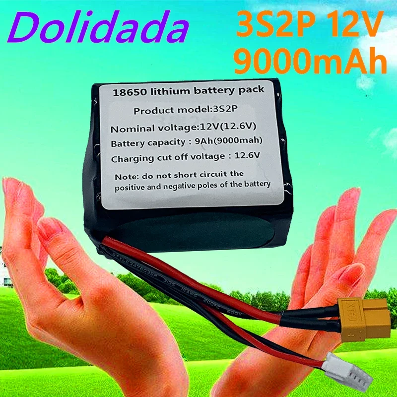 New 12V Battery 12.6V 9Ah 3S2P Li-ion Use Single Cell NCR18650GA Combination Suitable for Parrot Disco and Various Drones