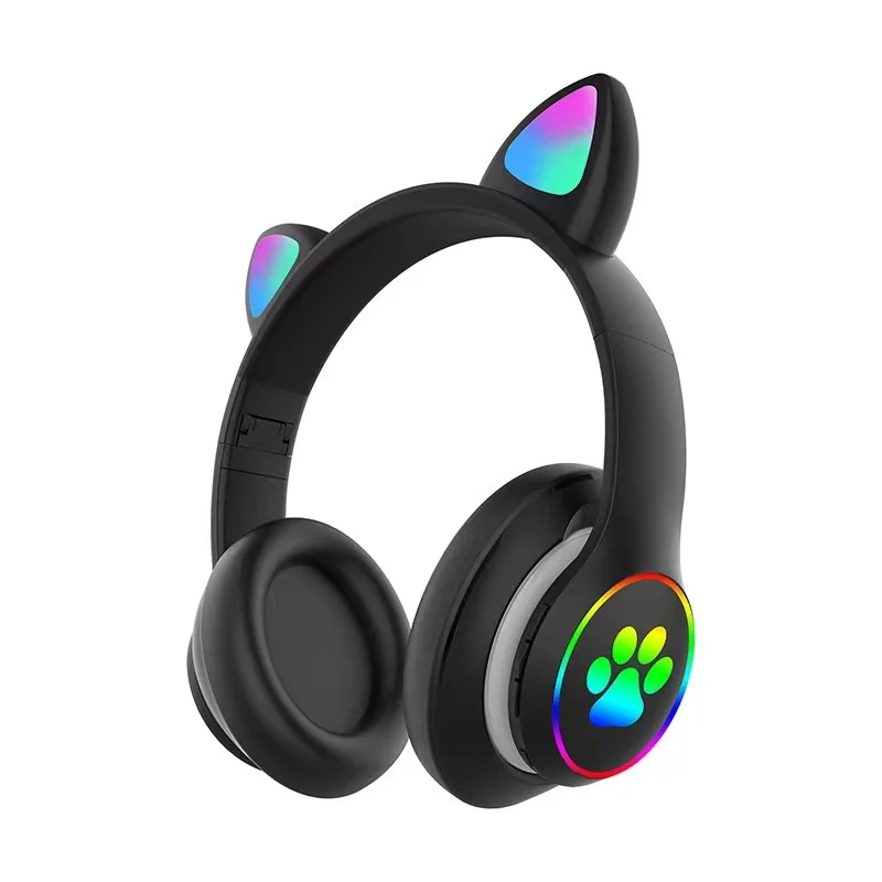 

Folding Headphones Flashing LED Earphones 5.0 BT Wireless Headset with Mic Support TF Card FM Radio Stereo Music Earbud Player