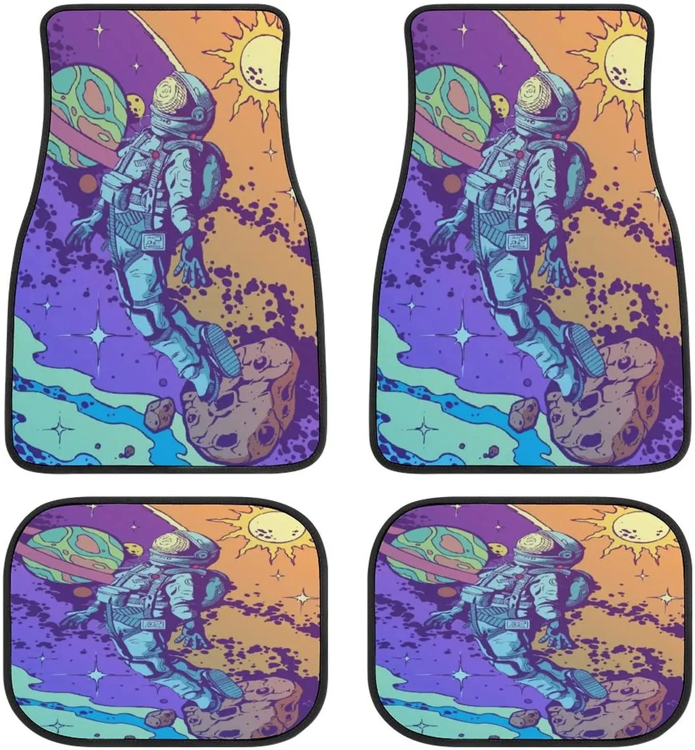 

Space Astronaut Pop Vintage Car Mats Universal Drive Seat Carpet Vehicle Interior Protector Mats Funny Designs All-Weather Mats