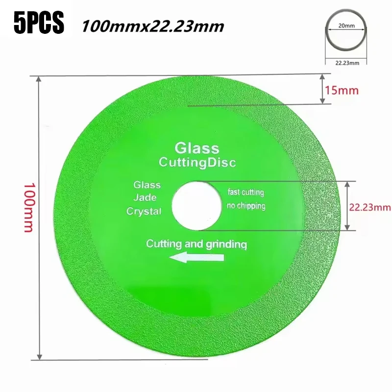 

Алмазные отрезные диски для стекла 5 шт., 100/115/125*22.23 мм