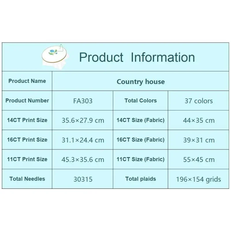 Фото Набор для вышивки крестом Country Villa с живописными узорами 14/16/11CT, белая ткань с принтом, холст, ткань, аксессуары для вышивки крестом №4