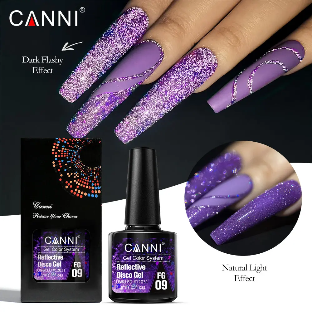 Фото Canni 7,3 мл Светоотражающий блестящий гель Sparkle Disco Лак для ногтей Гель для замачивания УФ-светодиодный гель для ногтей Супер лазерный полуперманентный №1
