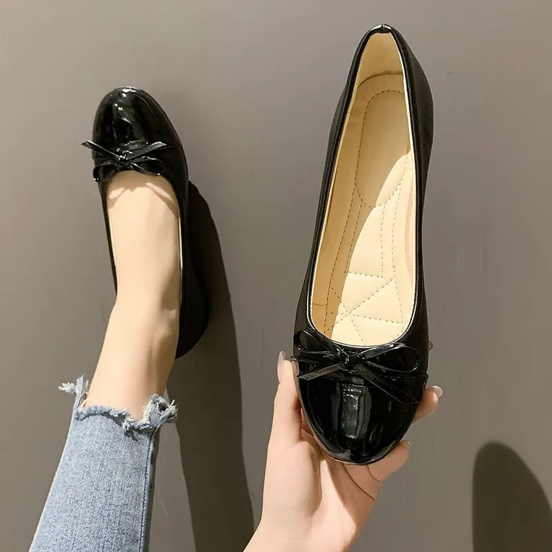 

Fashion Ballerina Flat Round Toe Shoes for Woman Comfortable Slip-on Flat Bow-knot Shoes Ladies Mother Shoes Scarpe donna