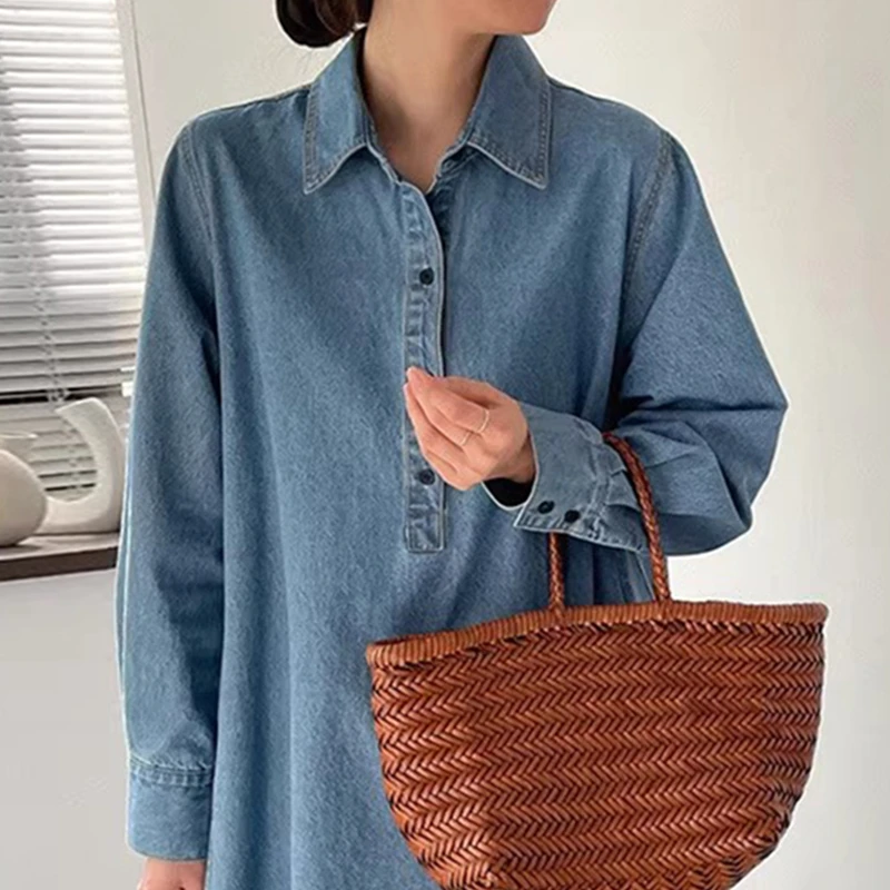 Женское однобортное платье в корейском стиле