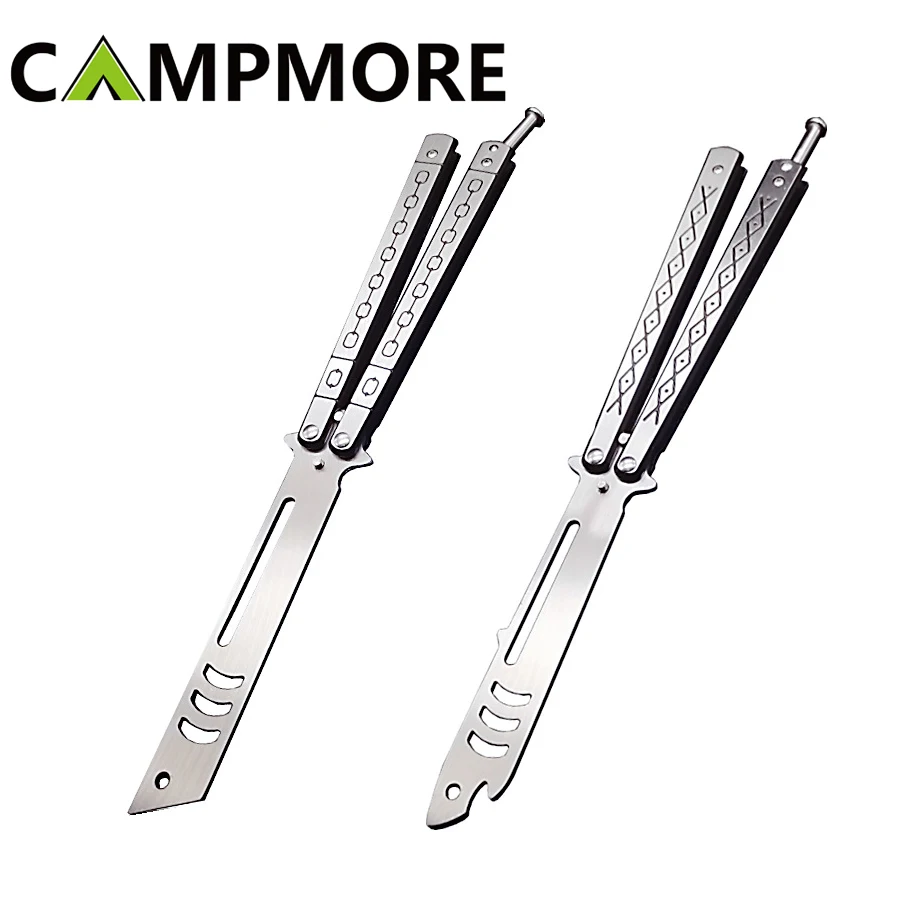 

CAMPMORE Butterfly Practice Knife Folding Fancy Training Knife Unedged Stainless Steel Play Cool Balisong Trainer