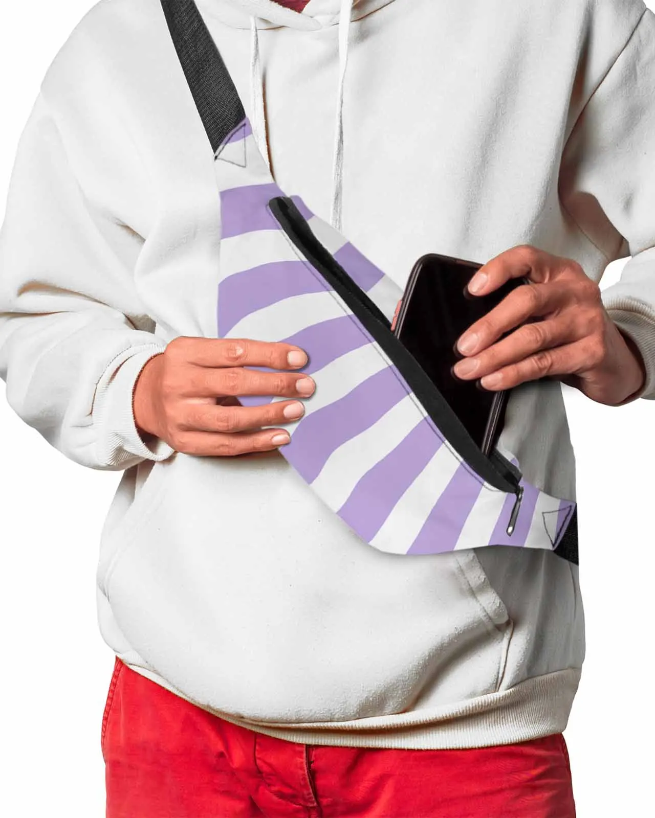 Фиолетовая Женская поясная сумка в полоску забавная сумочка на пояс кошелек