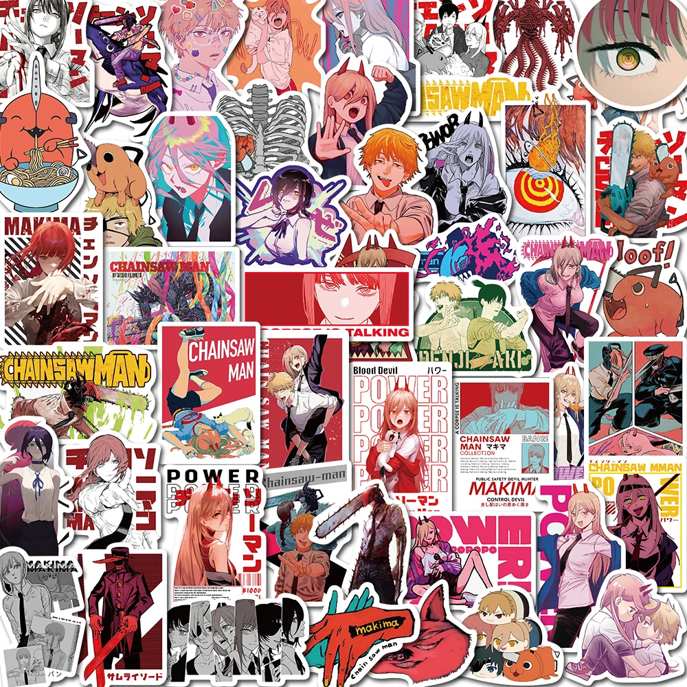 

10/50pcs Anime Stickers Chainsaw Man Graffiti Vinyl Decals for Laptop Fridge Suitcase Skateboard Phone Sticker Bomb Waterproof