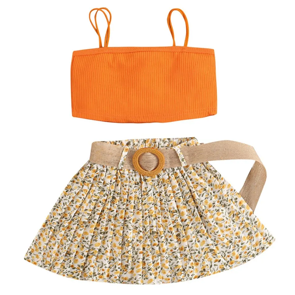 

2 шт./комплект, Женский трикотажный костюм с юбкой и цветочным принтом