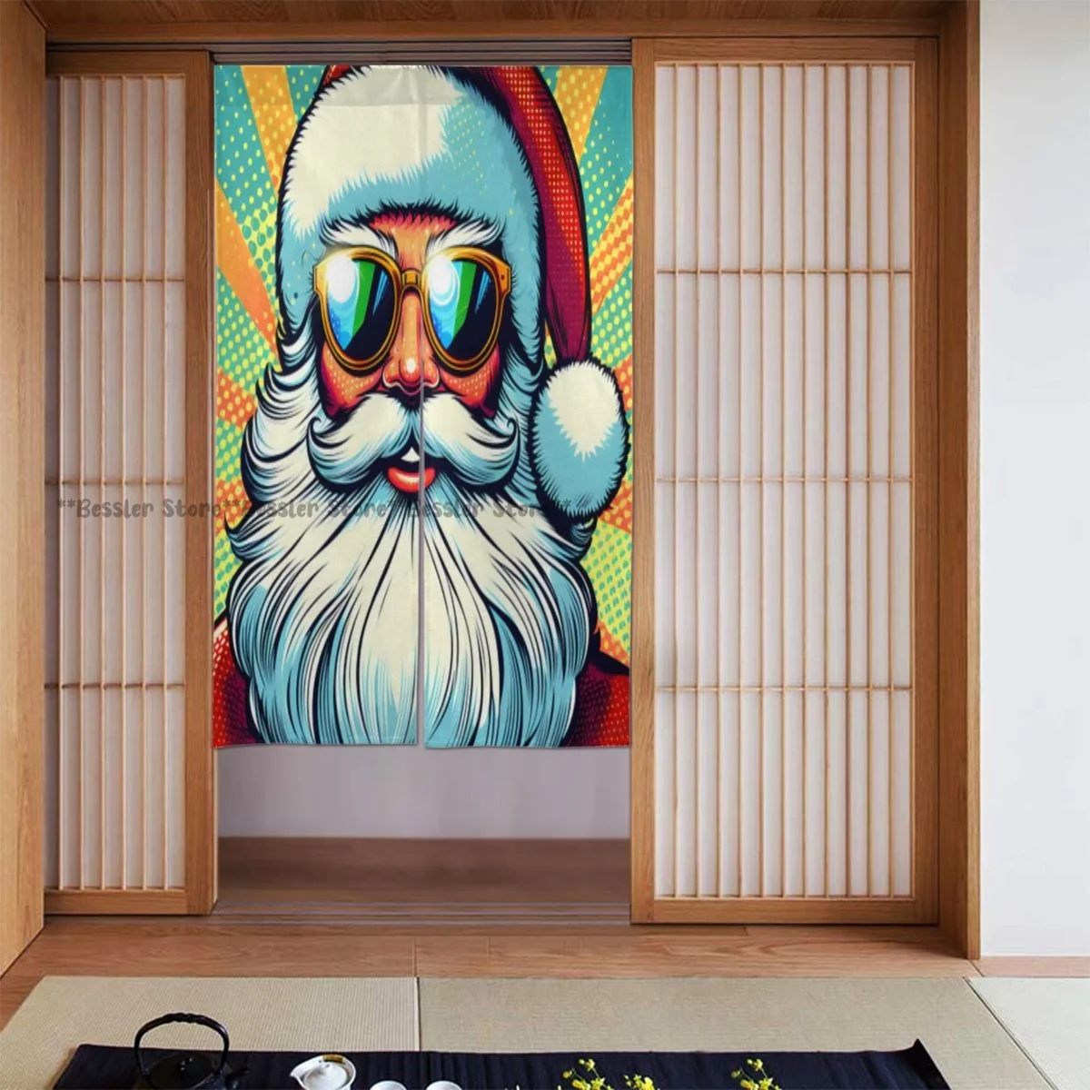 Дверные занавески украшение комнаты портрет Санта-Клауса вешалка для