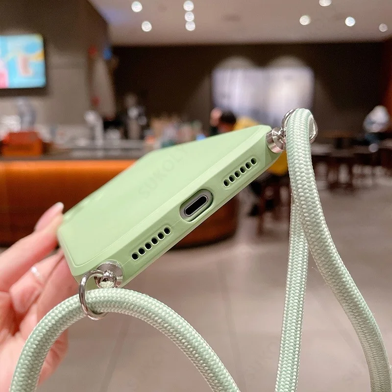 Liquid Silicone Lanyard Case For Redmi Note 12 11 Pro 10 9 Mi 12T Pro Poco X5 Pro X3 Mi 11 Lite Case Neck Strap Rope Cord Cover