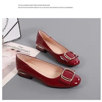 women sweet round toe cool comfort square heel pumps for party lady pink pu leather stylish elegant heel shoes