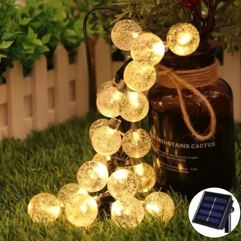

LED String Lights Outdoor Christmas Day Decoration Garden LED Bubble Ball Solar String Lights.