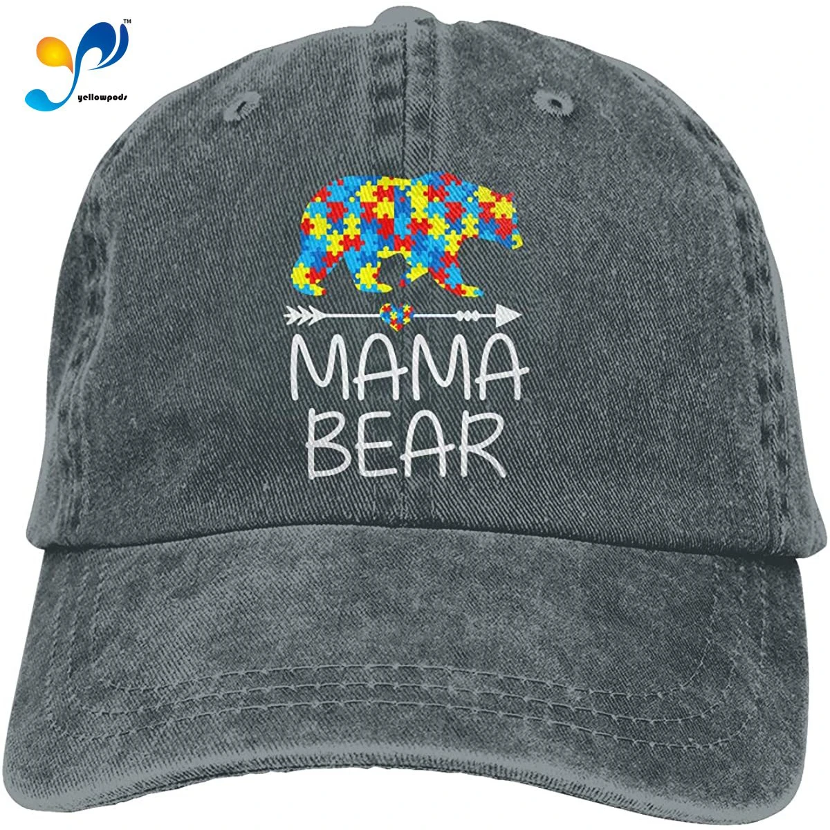 

Unisex Adjustable Denim Jeans Baseball Caps Funny Mama Bear Autism Awareness Dad Hat