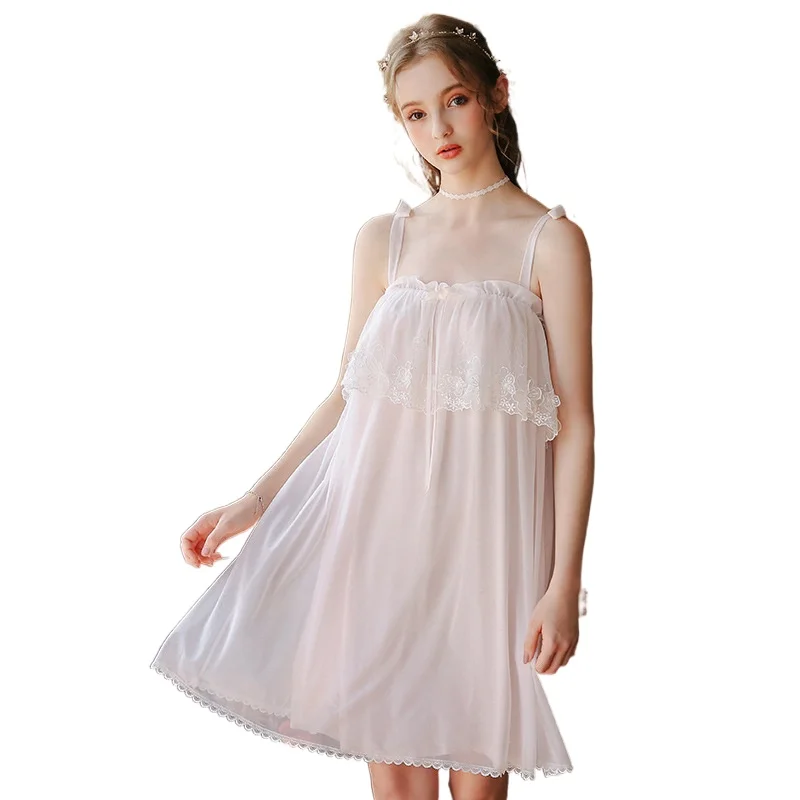 

Sexy Retro Princess Nightdress Lace Mesh Flower Dress Sleepwear Night Gown Girls Nightgown Night Dress Women Sleepwear