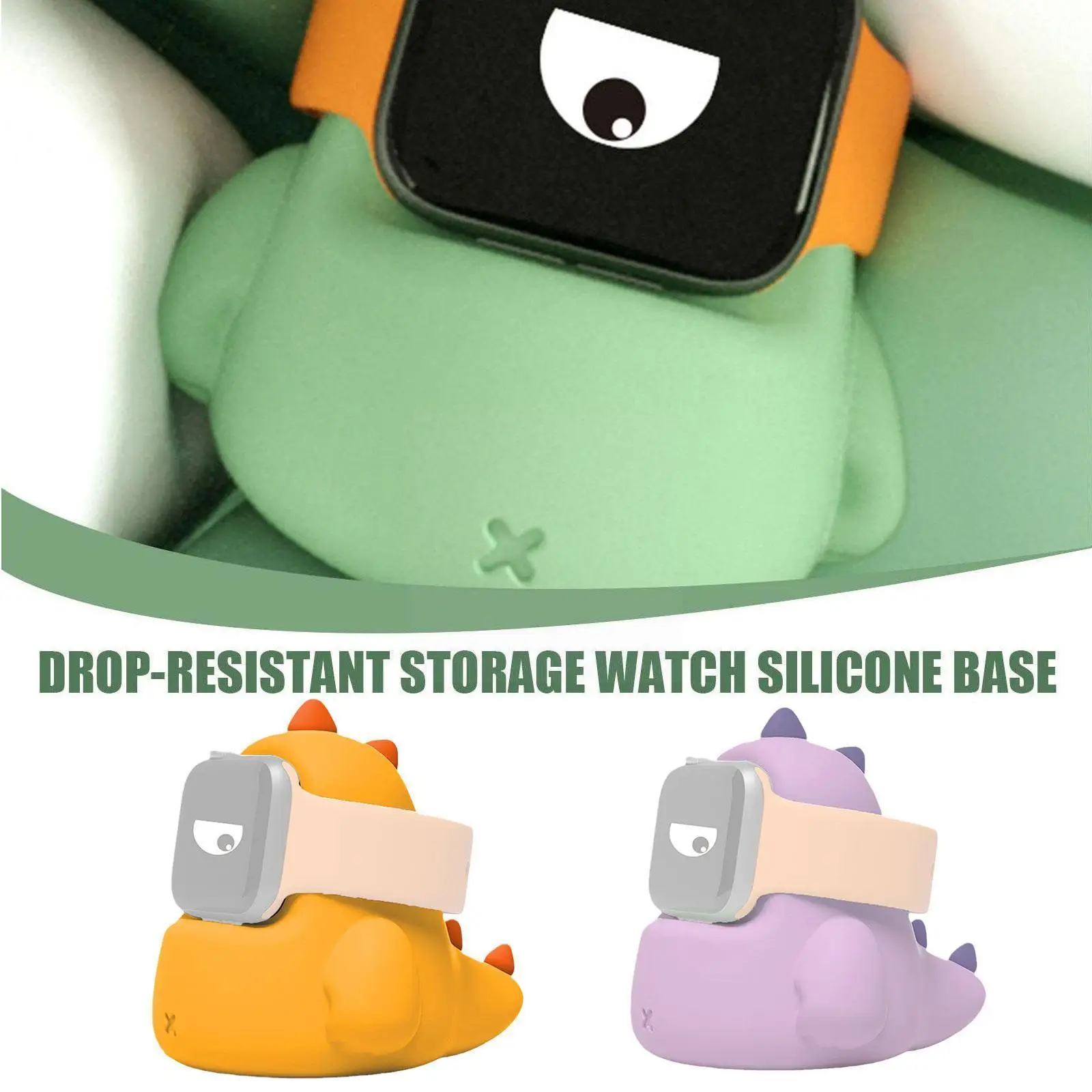 

Cute Dinosaur Shaped Anti-fall Silicone Charger Stand for Apple watch Series 7/6/SE/5/4/3/2/1 for iWatch (45/44/42/41/40/38 G0T0