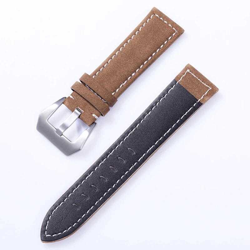 New Style Vintage Leather Watchband 18mm 20mm 22mm 24mm Frosted Handmade Thick Line Strap Watch Accessories Band