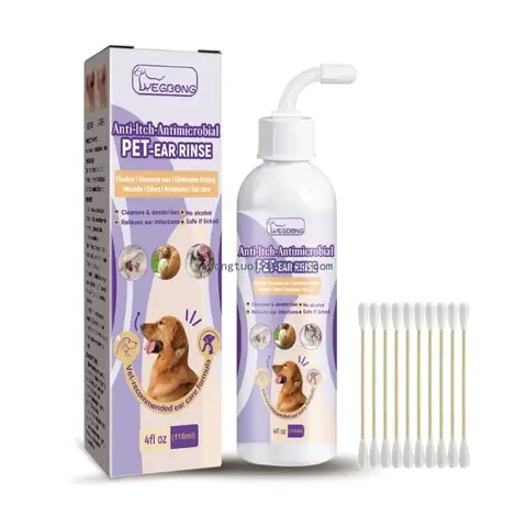 Cat Dog Cleaner для ушей Растительные экстракты Ушные капли для очистки 10 шт. Ватные тампоны - изображение