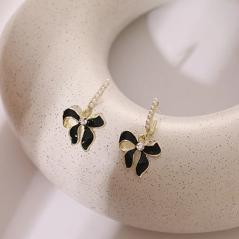 Новинка 2022, модные яркие и милые универсальные серьги с рисунком, изысканные серьги с бантом