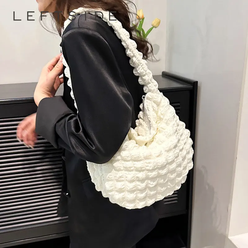 

Повседневная тканевая стеганая сумка LEFTSIDE для женщин, новинка 2023, модные сумочки, корейские модные дизайнерские плиссированные сумки с подкладкой
