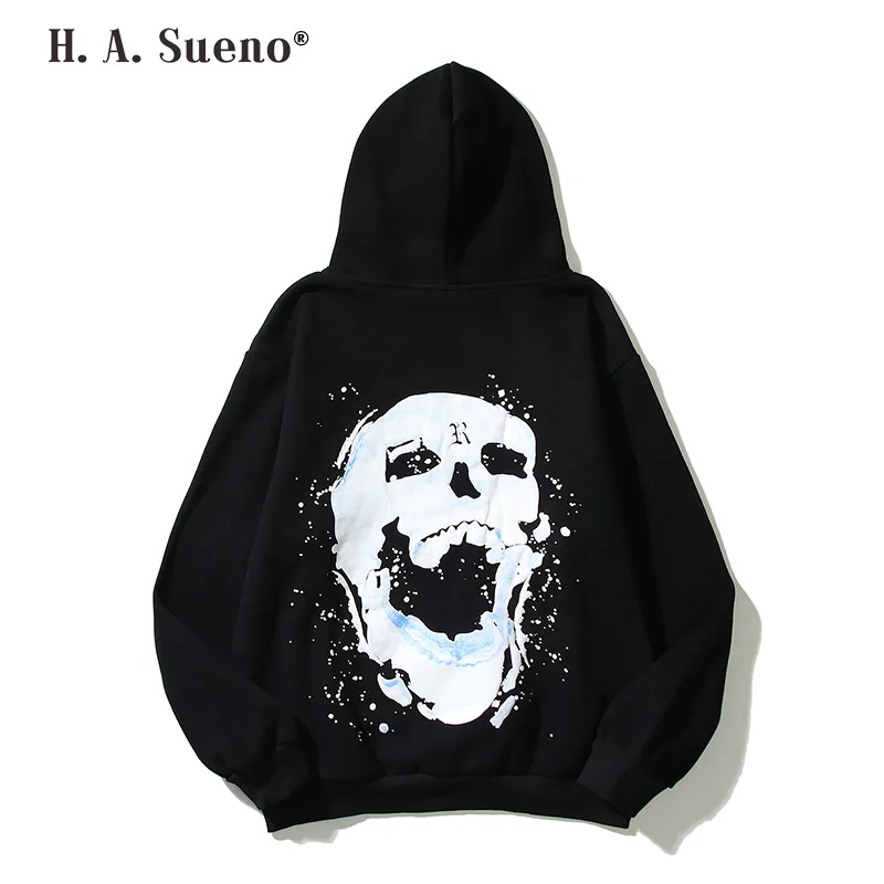 

2022 new 22ss Autumn And Winter skulls print mens hoodies hip hop style graffiti foaming printing mens sweatshirts
