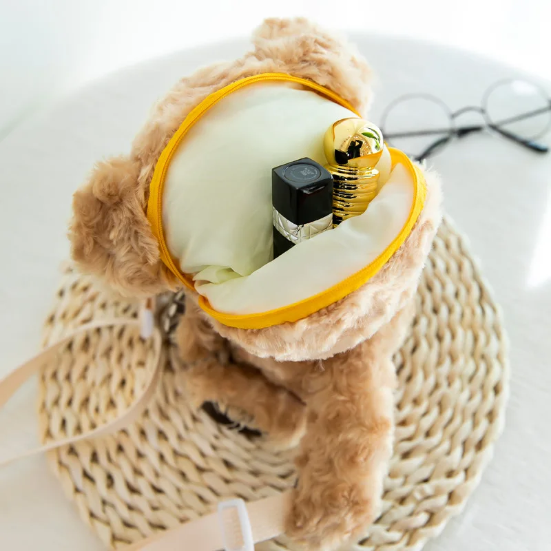 New Girls Lovely Cartoon Plush Smile Bear Cute Shoulder Diagonal Women Bag Doll Bags Animal Handbag Gift