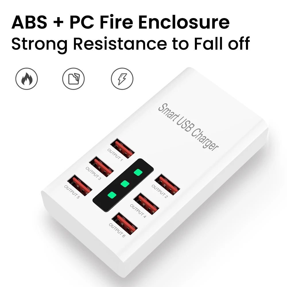 Universal 6 USB Port Fast Phone Charger Travel Wall Power Fast Charging EU US Plug Adapter For iPhone For Samsung Mobile Phones