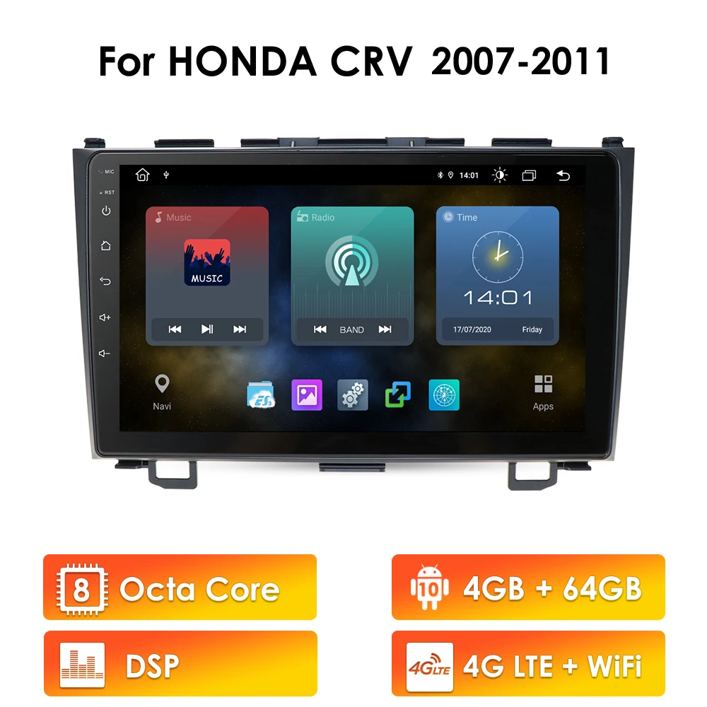 Автомагнитола 2 Din Android для Honda CRV CR-V 2007 2008 2009 2010 2011 Carplay GPS аудио стерео Мультимедиа
