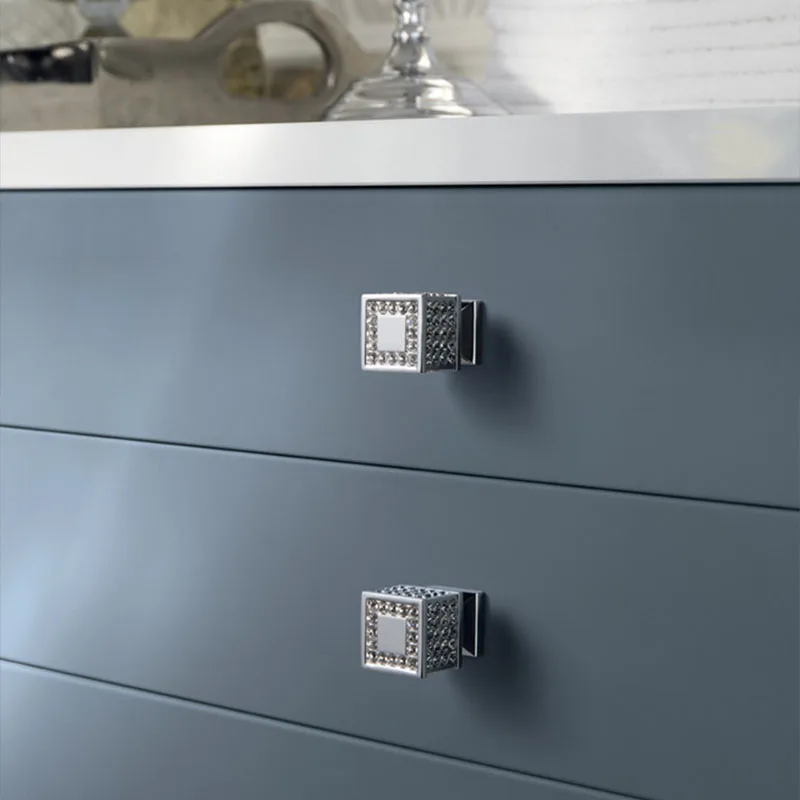 

Modern Crystal Cabinet Drawer Handle Minimalist Light Luxury Furniture Wardrobe Door Knobs Gold Diamond Single Hole Handle