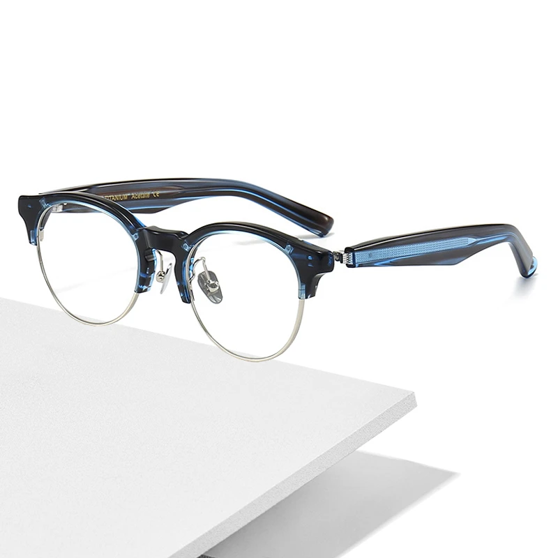 Japanese Retro Round Myopia Glasses Frame Men Vintage Titanium Acetate Optical Eyeglasses Women Handmade Spring Hinge Eyewear