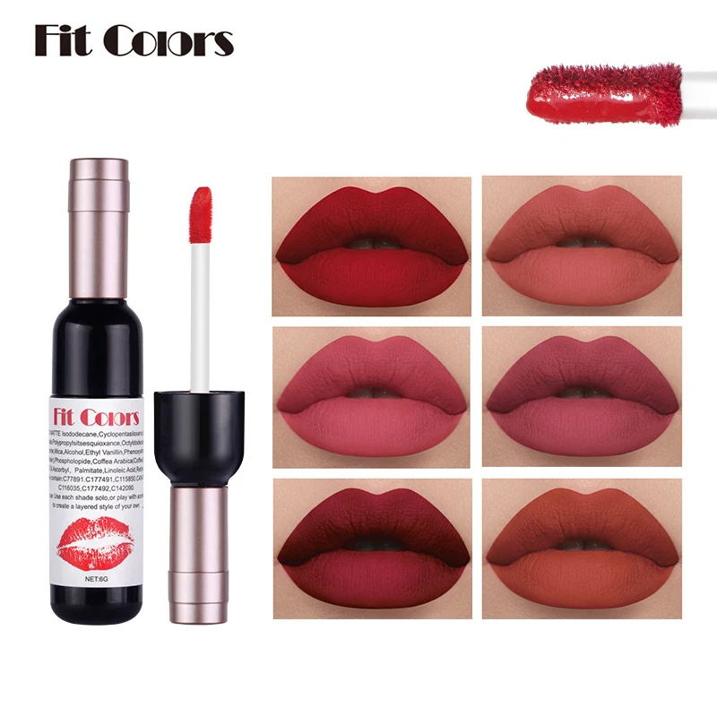 

NEW Red Wine Bottle Lipstick Matte Nude Lipgloss Long Lasting Velvet Lip Stick Waterproof Sexy Lips Makeup Pigment Cosmetics 1pc