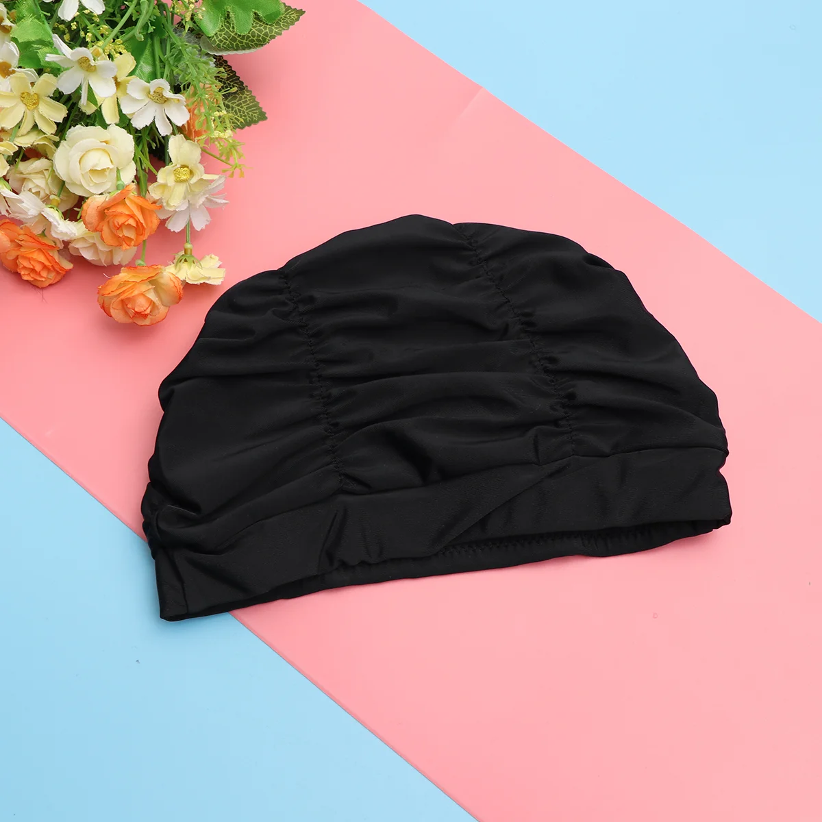 

1pc Swiming Cap Pleated Premium Bathing Hat Swimming Cap for Ladies Girls