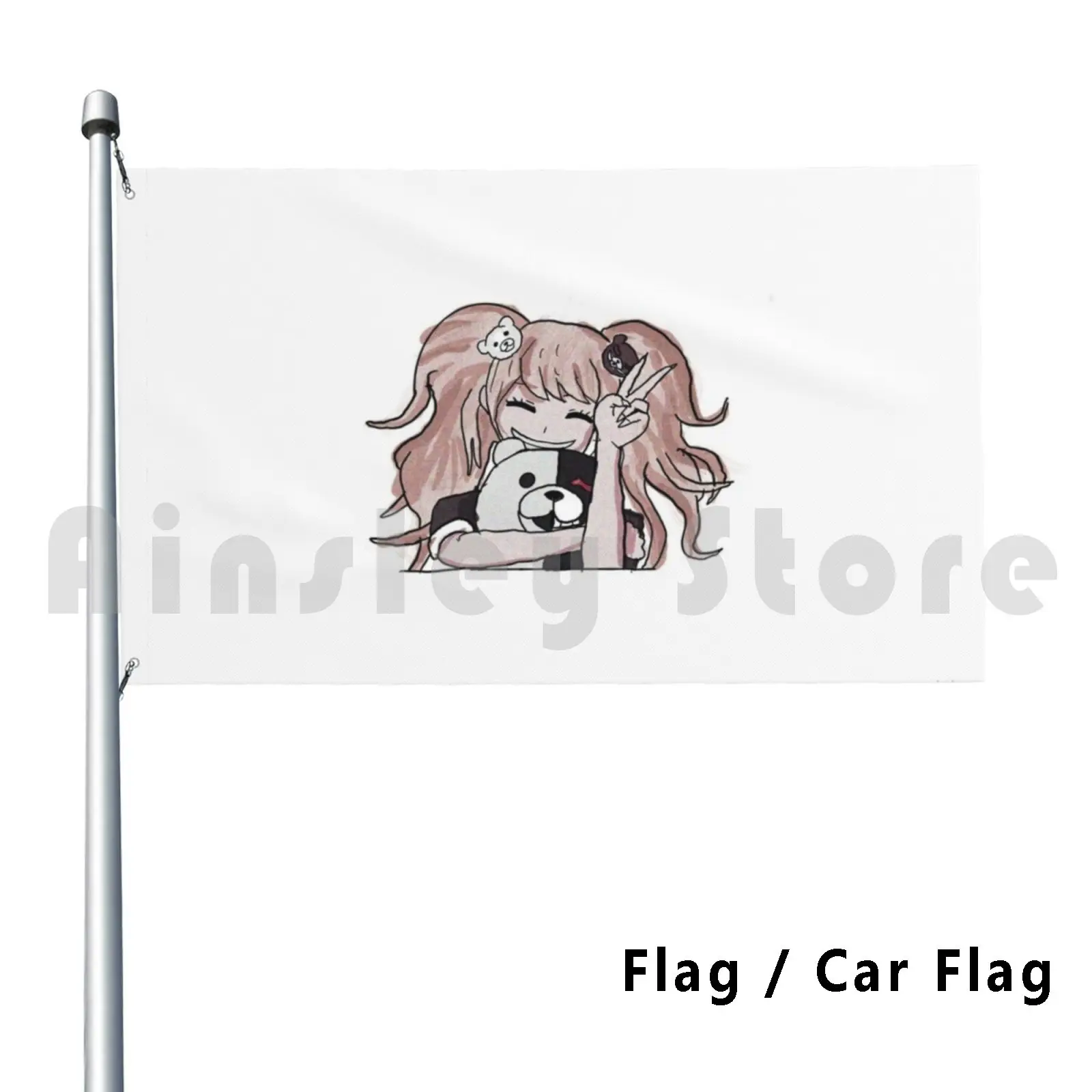 

Junko Enoshima Flag Car Flag Funny Danganrompa Junko Monokuma Despair Ultimate Despair Execution