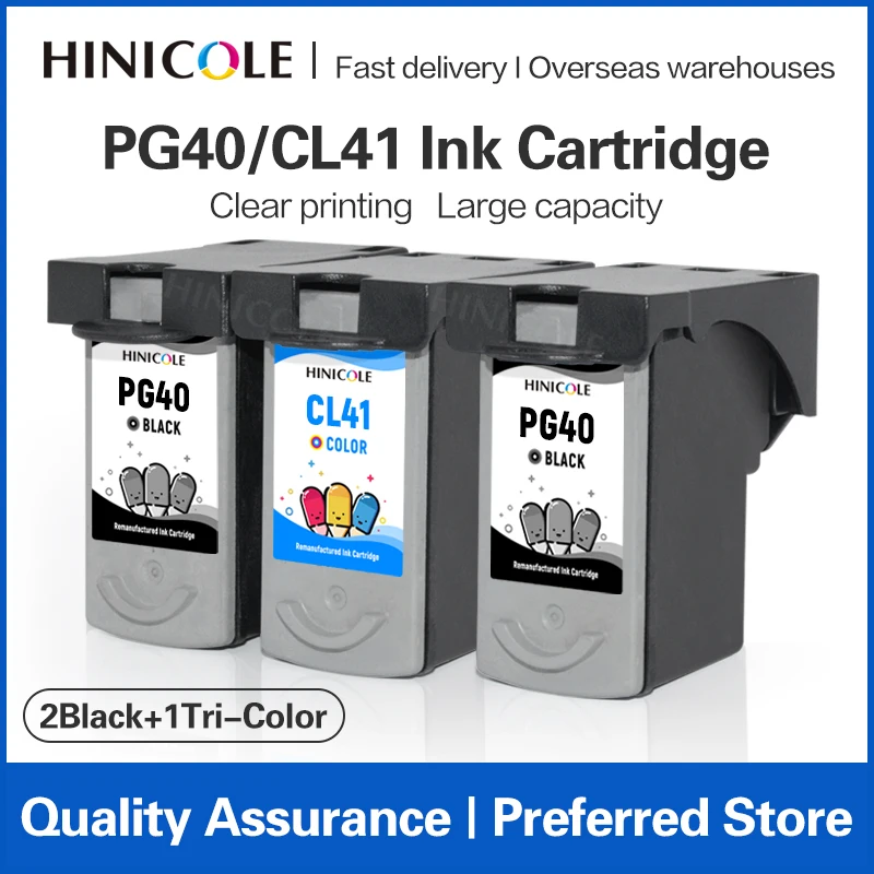 

HINICOLE 40 41 PG40 CL41 For Canon PG-40 CL-41 Remanufactured Ink Cartridge For Canon PIXMA MX308 MX318 MP218 MP228 MP450 MP460
