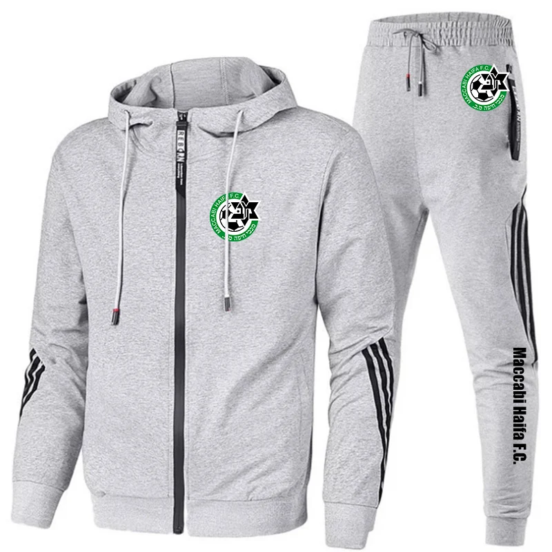 

Maccabi haifa FC 2022 Men's New Fashionable Tracksuit Cotton Zipper Hoodies Pullover Tops+Pants Casual Two Pieces Suit Clothing