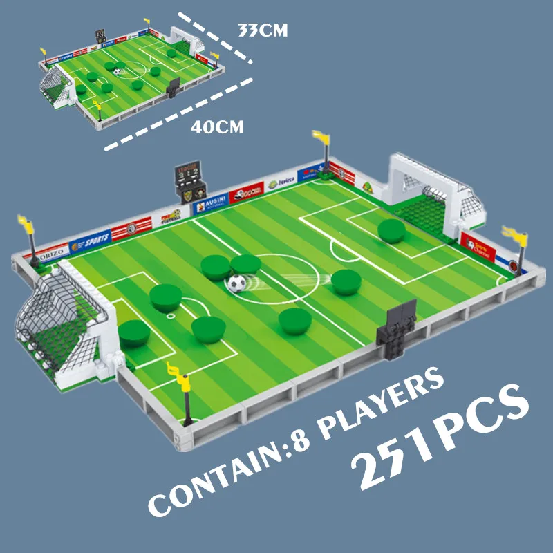 

New Soccer Football Field Stadium World Team Players Football Figures Match Building Bricks Blocks Toys Gift Kid Winning Cups