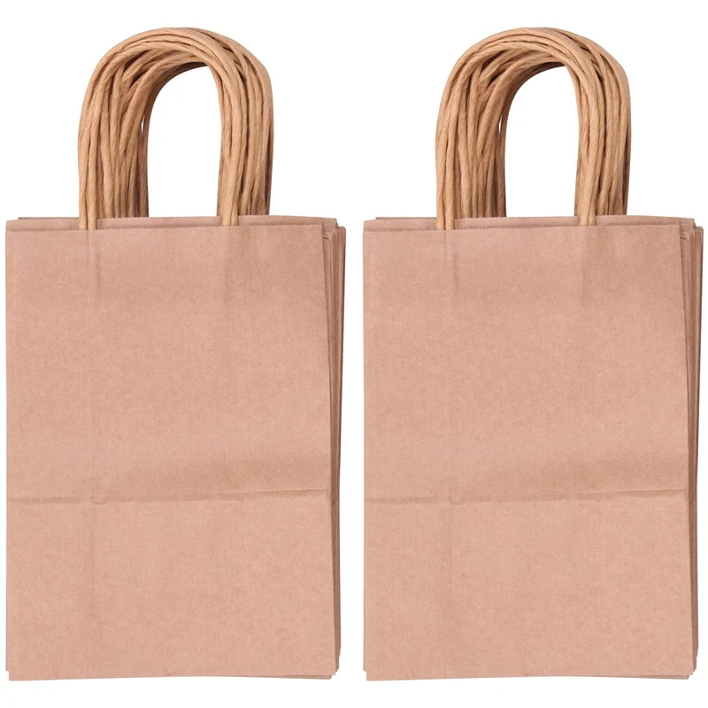 

50Pcs Brown Paper Bags Party Treat Sweet Paper Bags Kraft Paper Bags Party Supplies For Celebrations 21X8x15cm