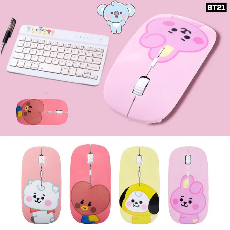 

Bt21 Anime Cartoon Wireless Mouse Kawaii Tata Rj Chimmy Cooky Shooky Mang Koay Usb Bluetooth Mute Mouse Computer Accessorie Gift