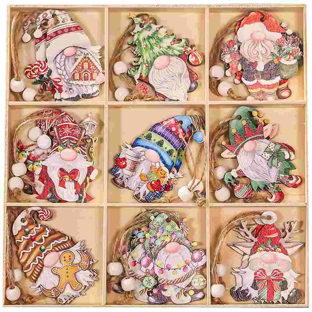 

18pcs Xmas Gnome Cutouts Wood Gnome Hanging Signs Decor Xmas Tree Gnome Decors