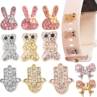 for apple watch strap decorative charms silicone bracelet shiny nails cute rabbit bear bow knot accessories for iwatch band