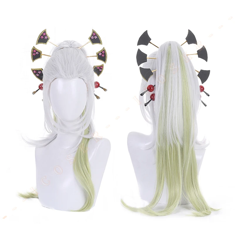 Парик для косплея по мотивам аниме рассекающий демонов головной убор с зелеными