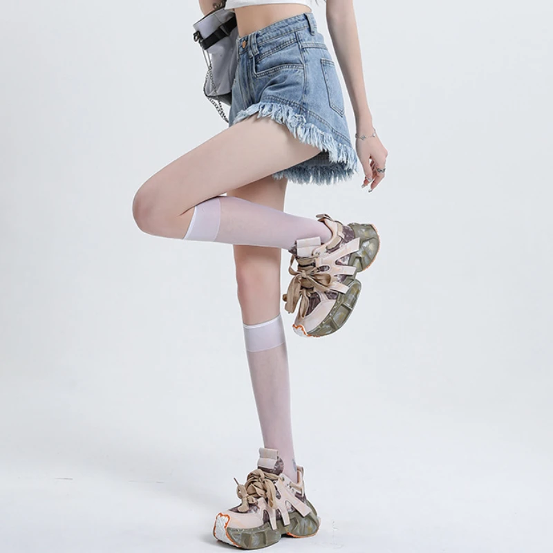 Korean Casual Irregular Tassel Raw Edge Sexy Denim Shorts High Waisted Jeans Femal All-Match Streetwear Punk Mini Short Pants