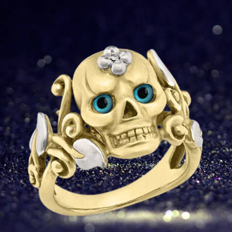 

1pc Punk Style Fashion Gold Color Skull Ring Women Men Metal Ring Trendy Cool Jewelry Gift