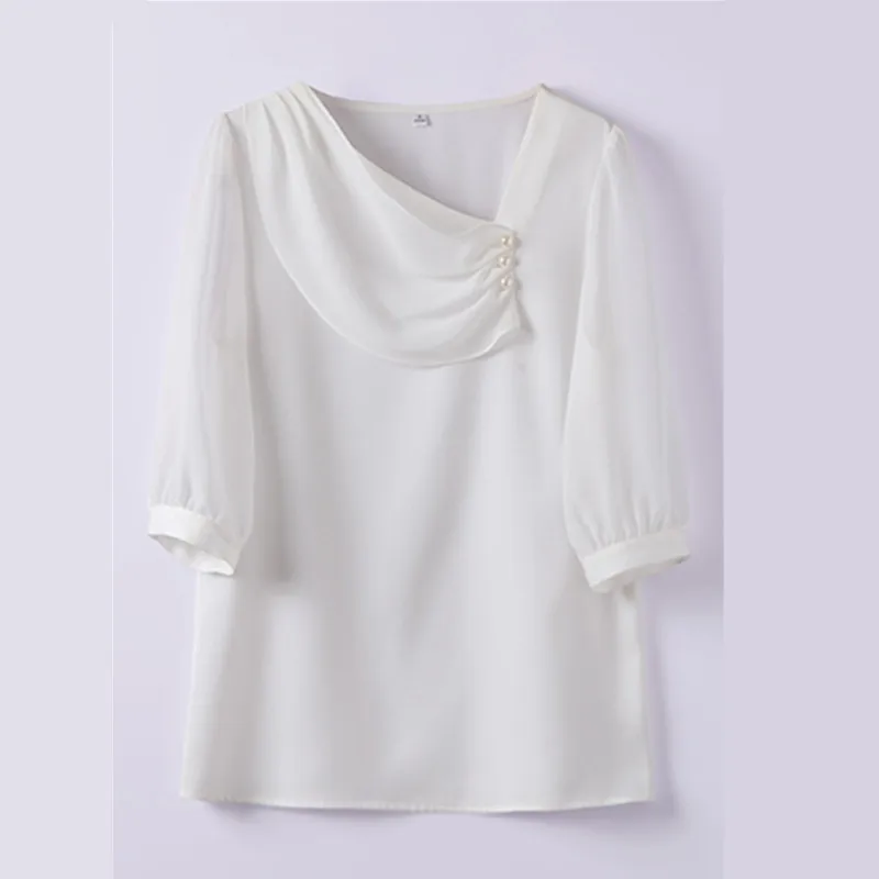 Женская шифоновая блузка с полурукавами красная дизайнерская офисная для работы