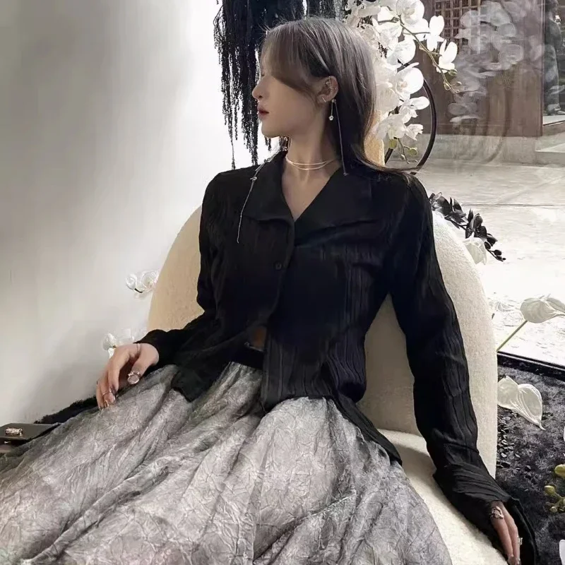 Крутые черные рубашки для девочек женские повседневные топы с длинными рукавами