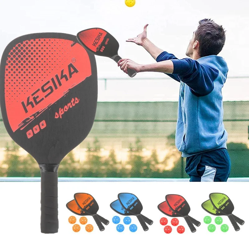 

Set of 2 Pickleball Paddles + 4 Balls with Portable Carry Bag Outdoor Racquets Rackets Professional Pickleball Paddles