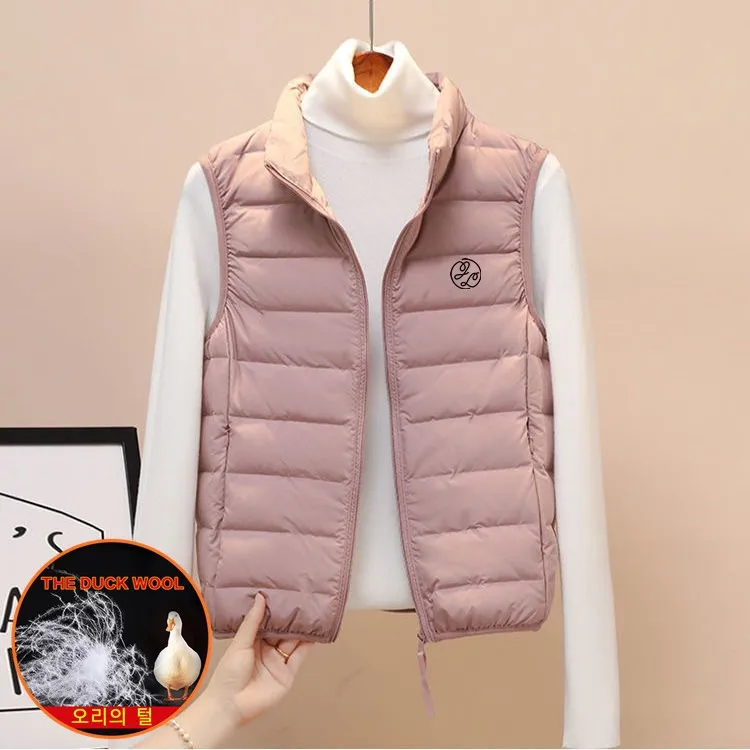 

Women's Golf Vest White Duck Down Fashion Waistcoat Down jacket Golf Coats Winter light Warm Windbreak Ladies Golf Wear Clothing