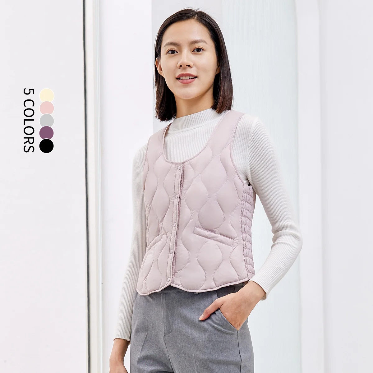 TANBOER Winter Varsity Sleeveless Jackets Big Sizes 90% Down 10% Feather Women Vest TD216018