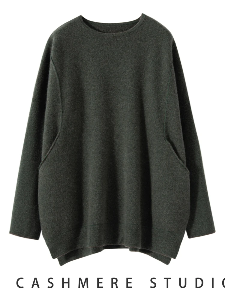 Женский кашемировый пуловер повседневный однотонный мягкий свободный джемпер с